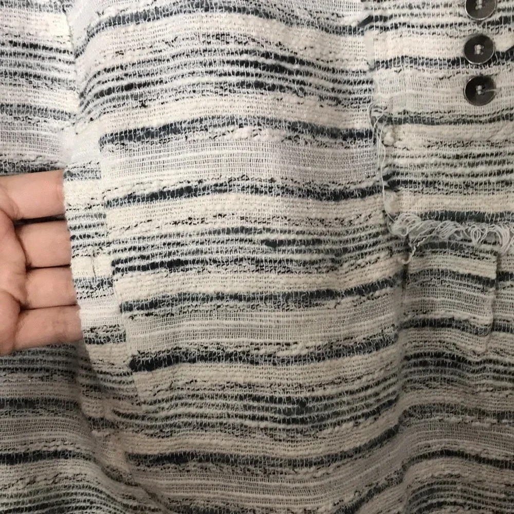 Free People Women's Henley Textured Striped Pullover Top Small
